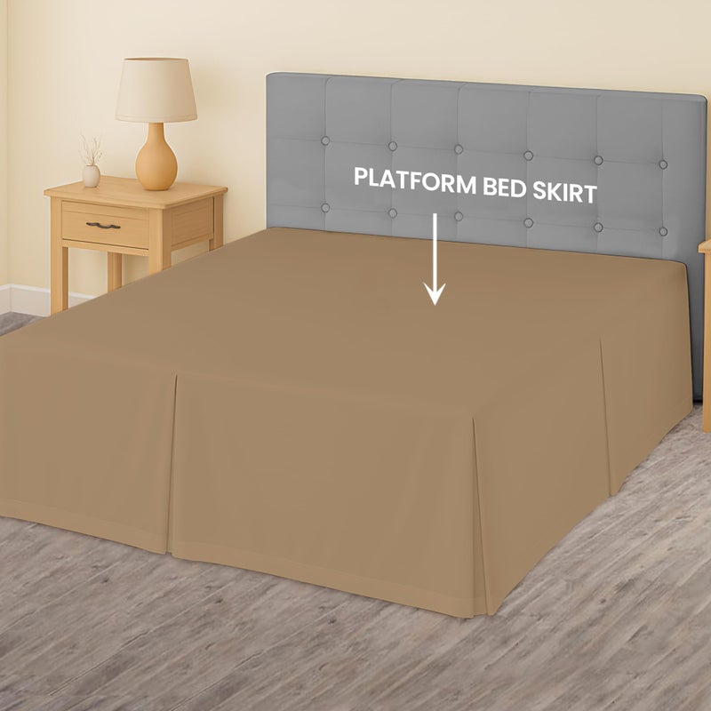 SGI Bedding 12 inch Drop Bed Skirt Queen Size - Platform Style with Secure Fit, Classic Tailored Look, Elegant Pleated Style Dust Ruffle, Split Corners, Wrinkle Resistant Microfiber - Camel Brown - Image 3